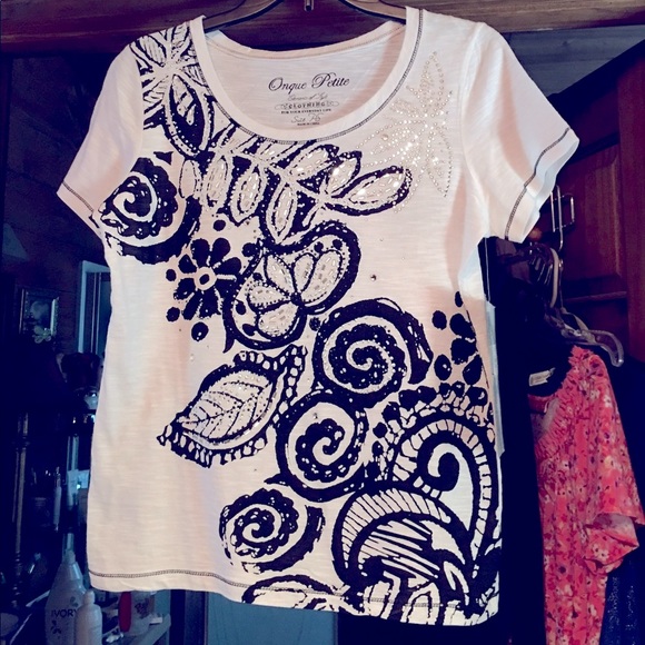 🆕Gorgeous NWT black n white sparkle shirt - Picture 8 of 14